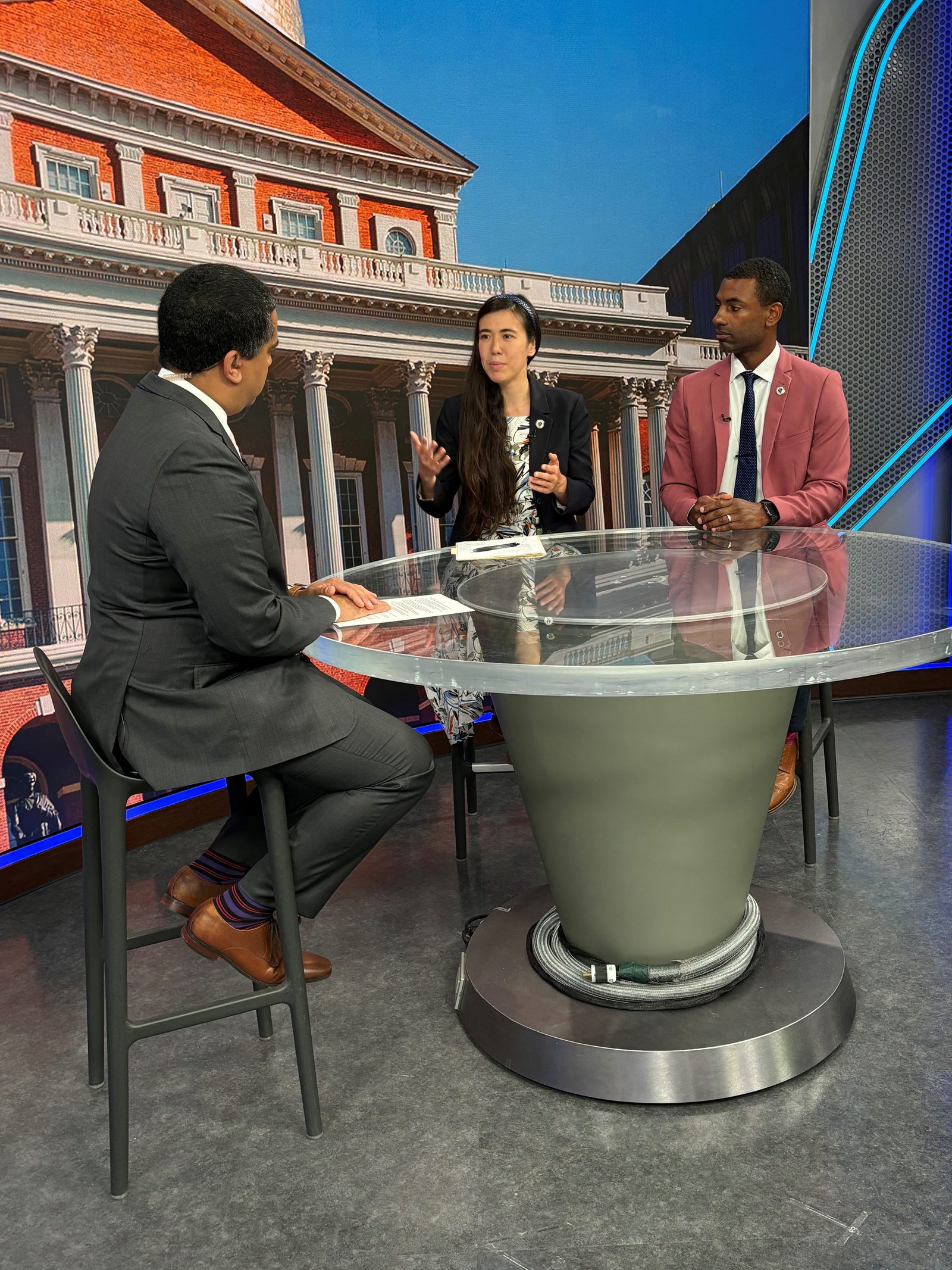 Erika discussing Beacon Hill transparency on a news program